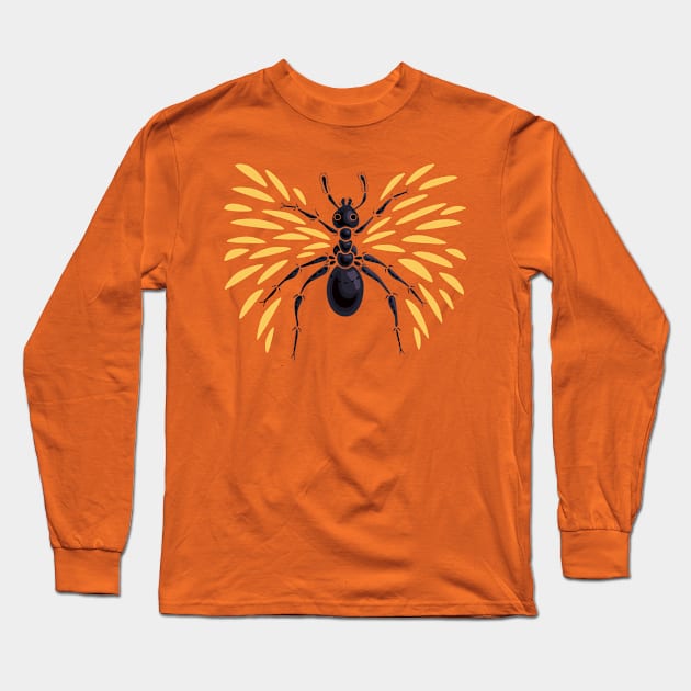 Abstract Winged Ant Insect Long Sleeve T-Shirt by Boriana Giormova